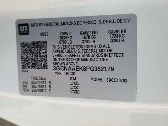 3GCNAAEK8PG362179 - 2023 CHEVROLET SILVERADO C1500 WHITE photo 13