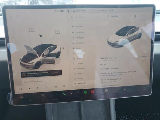 5YJ3E1EA1SF073615 - 2025 TESLA MODEL 3 WHITE photo 9
