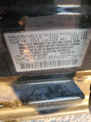 3N1AB7AP1KY436967 - 2019 NISSAN SENTRA S BLACK photo 12