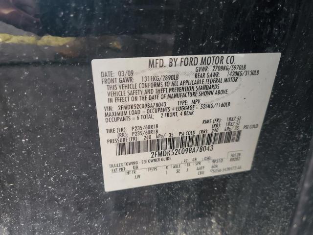 2FMDK52C09BA78043 - 2009 FORD FLEX SEL BLACK photo 13