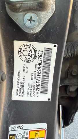 2HGFA1F69AH022652 - 2010 HONDA CIVIC LX-S 灰色 照片 10