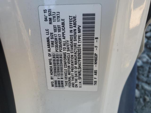 5FNRL5H47FB092074 - 2015 HONDA ODYSSEY EX WHITE photo 13