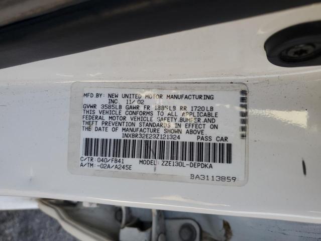 1NXBR32E23Z121324 - 2003 TOYOTA COROLLA CE 白色 照片 12