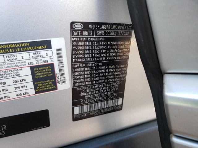 SALGS2WF8EA135270 - 2014 LAND ROVER RANGE ROVE HSE SILVER photo 13