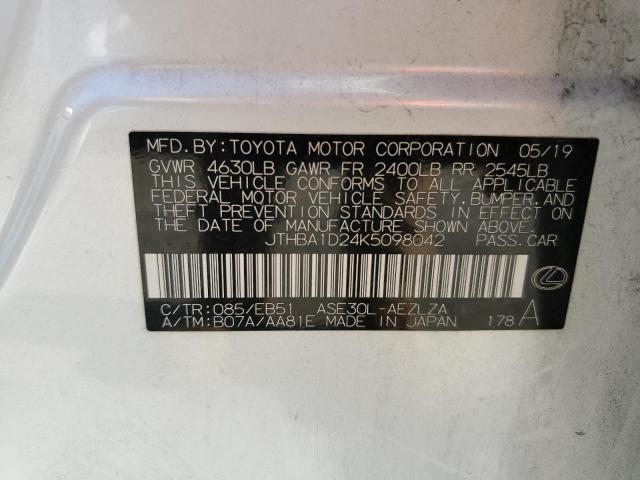 JTHBA1D24K5098042 - 2019 LEXUS IS 300 WHITE photo 12