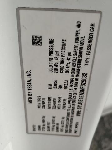 5YJ3E1EA3NF329032 - 2022 TESLA MODEL 3 WHITE photo 12