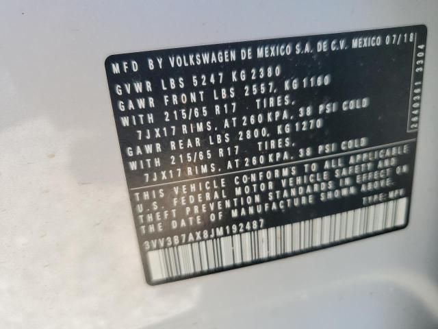 3VV3B7AX8JM192487 - 2018 VOLKSWAGEN TIGUAN SE Weiß Foto 13