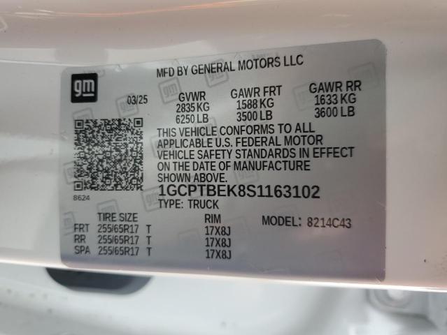 1GCPTBEK8S1163102 - 2025 CHEVROLET COLORADO 白色 照片 12