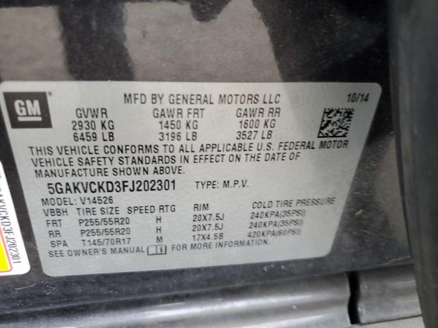 5GAKVCKD3FJ202301 - 2015 BUICK ENCLAVE ნაცრისფერი ფოტო 13