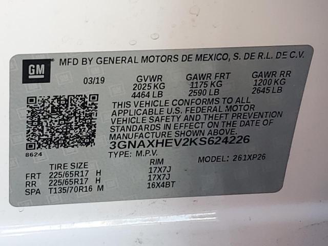 3GNAXHEV2KS624226 - 2019 CHEVROLET EQUINOX LS WHITE photo 14