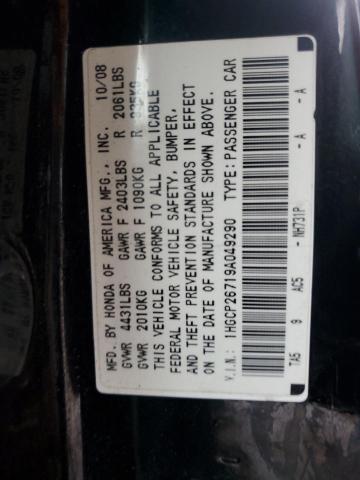 1HGCP26719A049290 - 2009 HONDA ACCORD EX BLACK photo 12