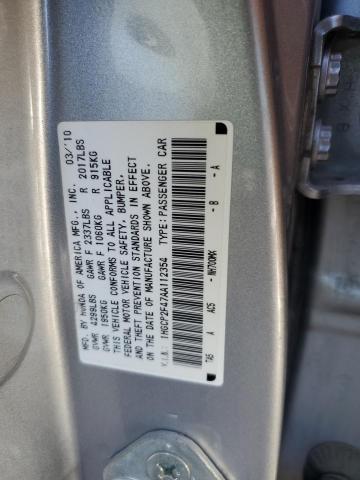1HGCP2F47AA112354 - 2010 HONDA ACCORD LXP SILVER photo 12
