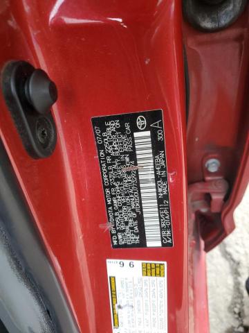 JTDKB20U773292174 - 2007 TOYOTA PRIUS Қызыл фото 13