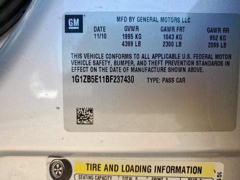 1G1ZB5E11BF237430 - 2011 CHEVROLET MALIBU LS GRAY photo 12