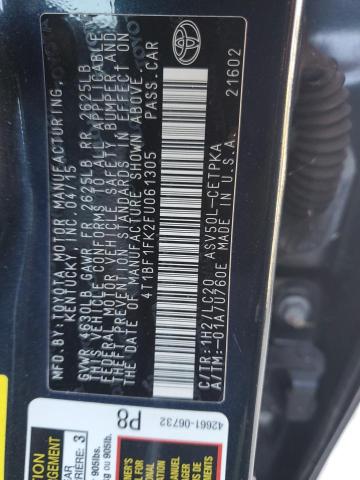 4T1BF1FK2FU061305 - 2015 TOYOTA CAMRY LE 黑色 照片 12