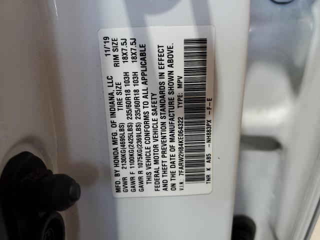 7FARW2H84KE064322 - 2019 HONDA CR-V EXL თეთრი ფოტო 13