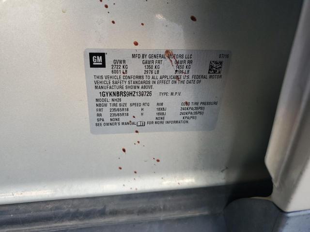 1GYKNBRS9HZ130726 - 2017 CADILLAC XT5 LUXURY SILVER photo 12