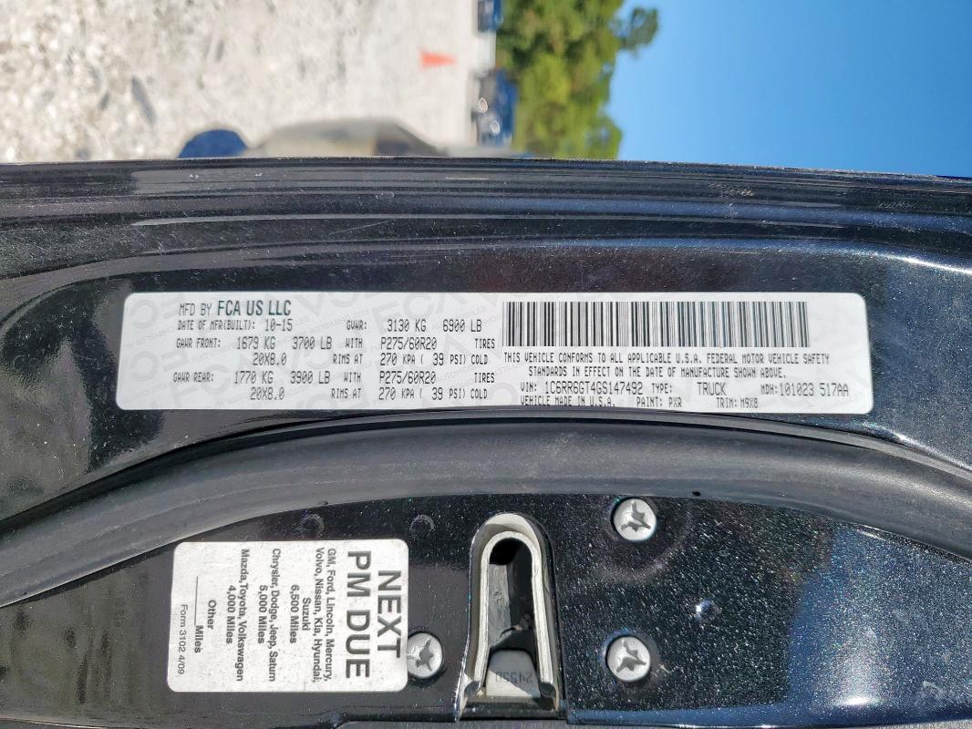 1C6RR6GT4GS147492 - 2016 RAM 1500 SLT Սև լուսանկար 12