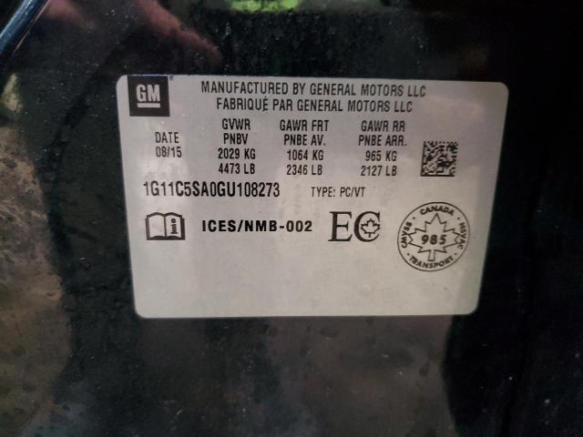 1G11C5SA0GU108273 - 2016 CHEVROLET MALIBU LIM LT BLACK photo 12