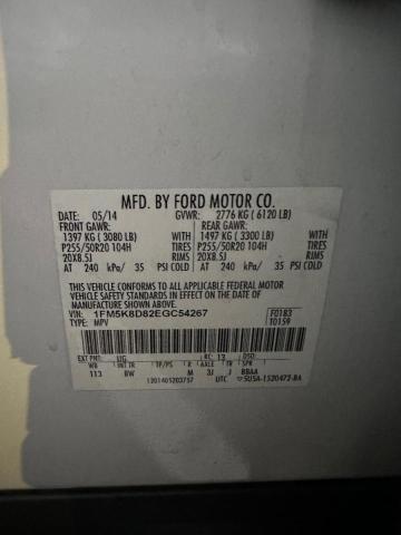 1FM5K8D82EGC54267 - 2014 FORD EXPLORER XLT WHITE photo 10