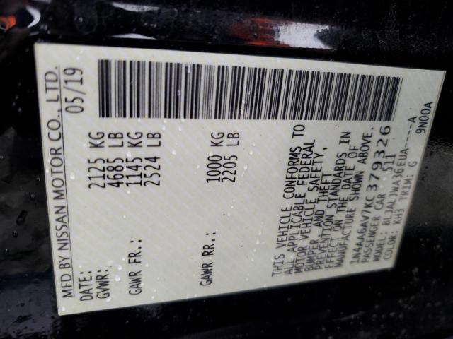 1N4AA6AV7KC379326 - 2019 NISSAN MAXIMA S Qara foto 12