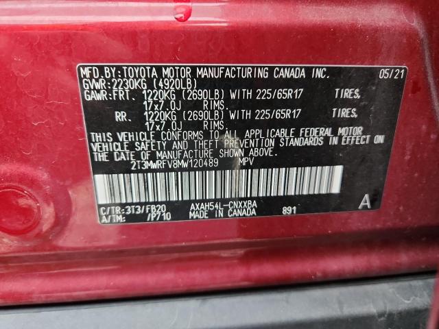 2T3MWRFV8MW120489 - 2021 TOYOTA RAV4 LE BURGUNDY photo 14