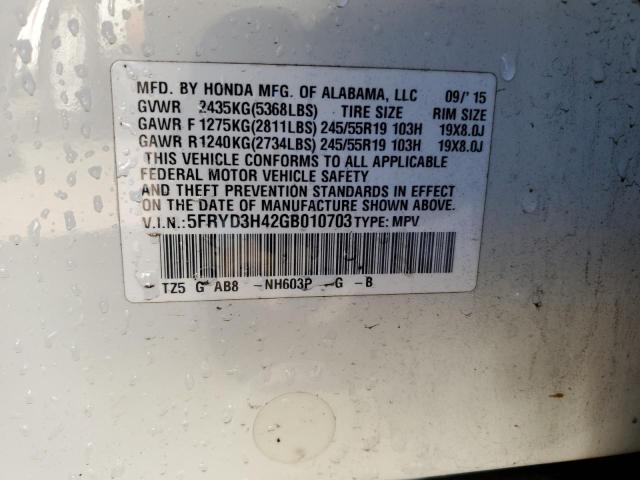 5FRYD3H42GB010703 - 2016 ACURA MDX TECHNOLOGY თეთრი ფოტო 12