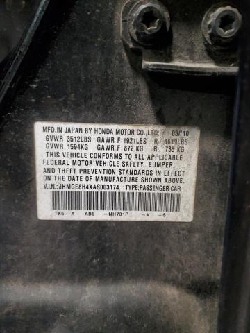 JHMGE8H4XAS003174 - 2010 HONDA FIT SPORT Qara foto 13