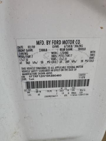 1FTRF12W19KB80460 - 2009 FORD F150 WHITE photo 12