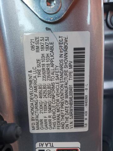 5J6RW1H85ML009491 - 2021 HONDA CR-V EXL GRAY photo 12