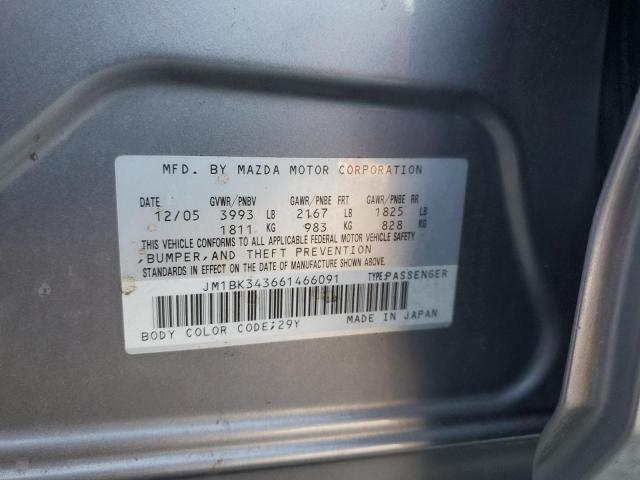 JM1BK343661466091 - 2006 MAZDA 3 HATCHBACK رمادي صورة 12