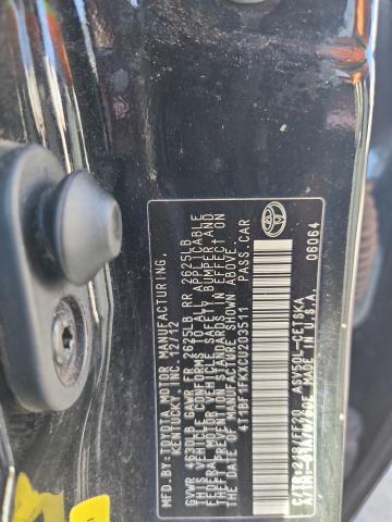 4T1BF1FKXCU203511 - 2012 TOYOTA CAMRY BASE BLACK photo 12