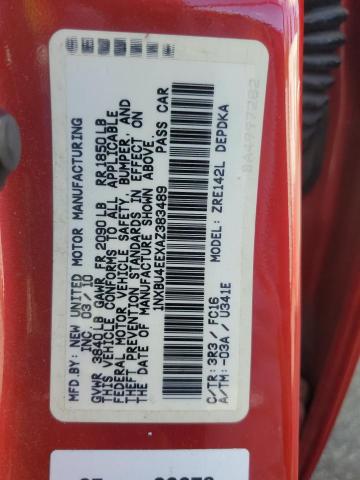 1NXBU4EEXAZ383489 - 2010 TOYOTA COROLLA BASE Rojo foto 13