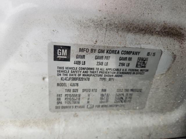 KL4CJFSB0FB201478 - 2015 BUICK ENCORE CONVENIENCE 银色 照片 14