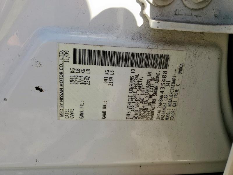 1N4AL2AP8AN435488 - 2010 NISSAN ALTIMA BASE WHITE photo 12