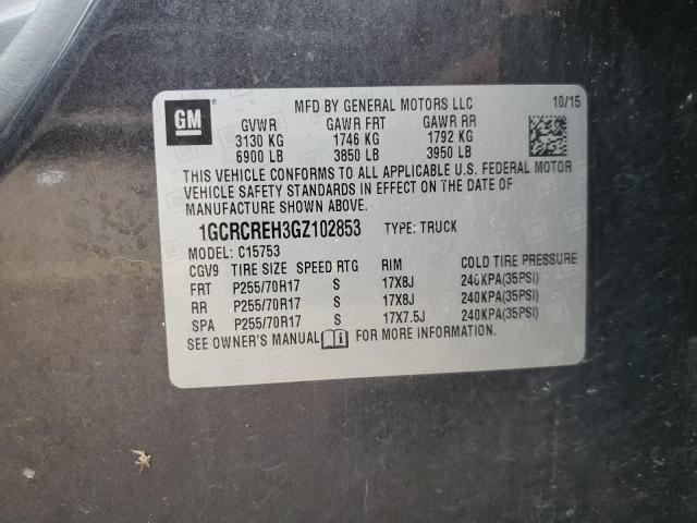 1GCRCREH3GZ102853 - 2016 CHEVROLET SILVERADO C1500 LT Графитовый фото 12