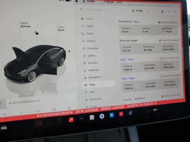 5YJ3E1EA1NF290814 - 2022 TESLA MODEL 3 BLACK photo 9