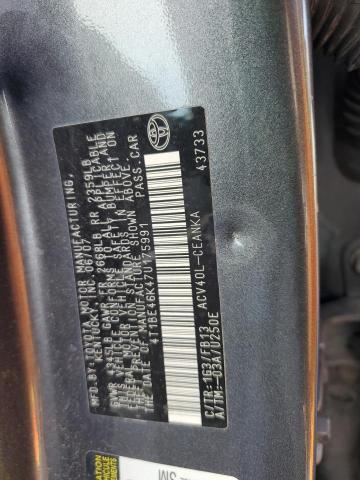 4T1BE46K47U175991 - 2007 TOYOTA CAMRY CE ნაცრისფერი ფოტო 12