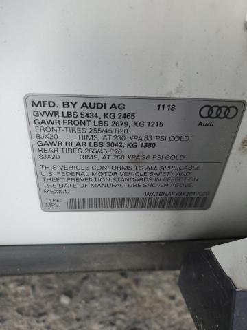 WA1BNAFY3K2017020 - 2019 AUDI Q5 PREMIUM PLUS WHITE photo 13