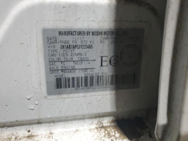 3N1AB7AP0JY233468 - 2018 NISSAN SENTRA S WHITE photo 12