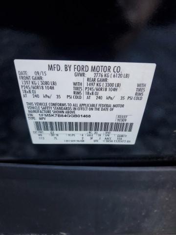 1FM5K7B84GGB01468 - 2016 FORD EXPLORER BLACK photo 13