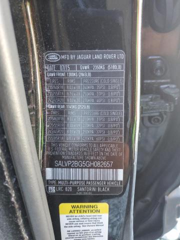 SALVP2BG5GH082657 - 2016 LAND ROVER RANGE ROVE SE BLACK photo 12