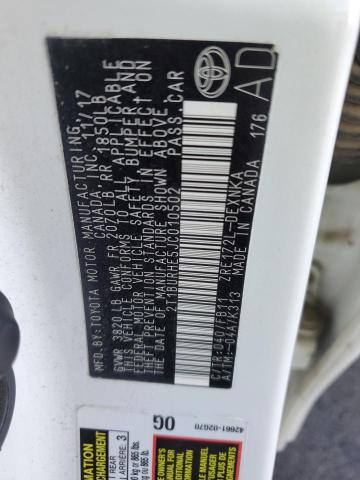 2T1BURHE5JC010502 - 2018 TOYOTA COROLLA L WHITE photo 13