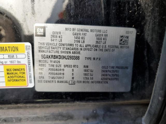 5GAKRBKD0HJ280388 - 2017 BUICK ENCLAVE 黑色 照片 13