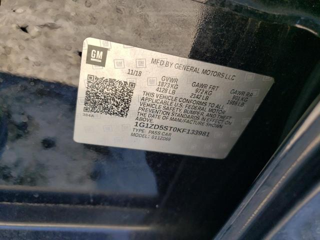 1G1ZD5ST0KF133981 - 2019 CHEVROLET MALIBU LT Siyah fotoğraf 12