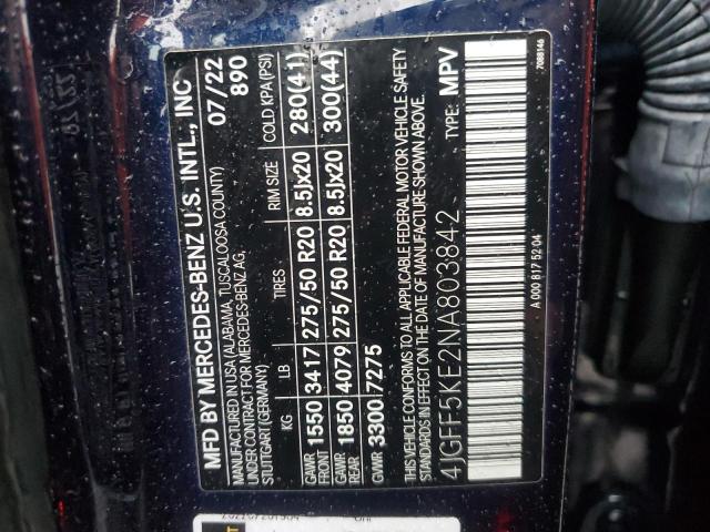 4JGFF5KE2NA803842 - 2022 MERCEDES-BENZ GLS 450 4MATIC BLUE photo 13