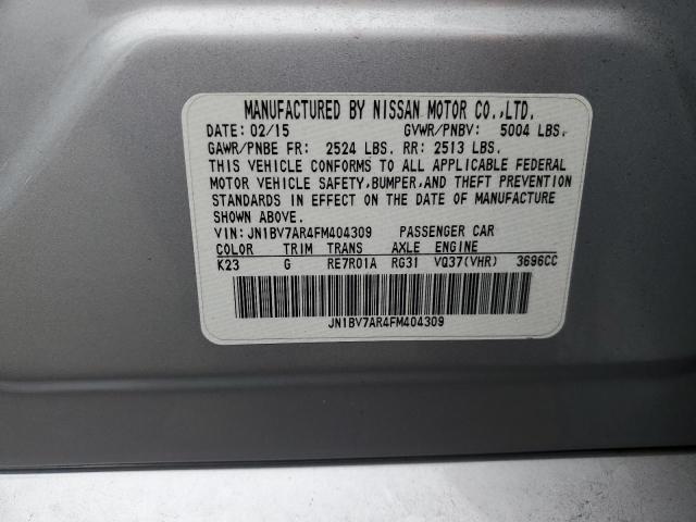 JN1BV7AR4FM404309 - 2015 INFINITI Q50 BASE 银色 照片 12