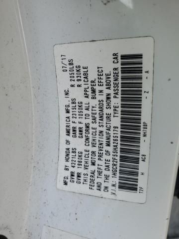 1HGCR2F55HA265179 - 2017 HONDA ACCORD SPORT WHITE photo 13