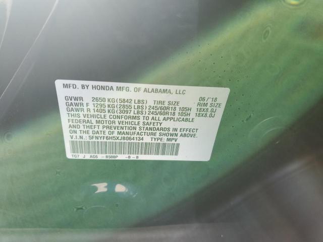 5FNYF6H5XJB064134 - 2018 HONDA PILOT EXL BLUE photo 13