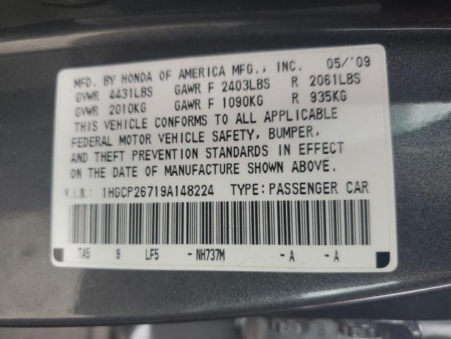 1HGCP26719A148224 - 2009 HONDA ACCORD EX GRAY photo 12